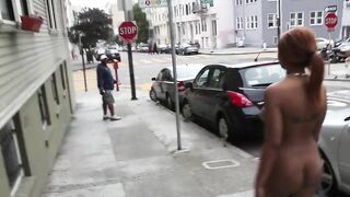 Naughty Black Exhibitionist Shows Off in Public