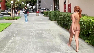 Naughty Black Exhibitionist Shows Off in Public