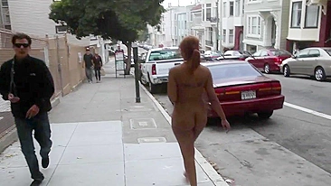 Naughty Black Exhibitionist Shows Off in Public