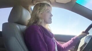 Homemade Car Blowjob with Cum Swallow by Hot Blonde Girlfriend