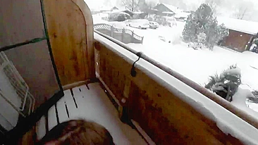 Homemade Amateur Blowjob in the Snow with Cumshot and Swallow