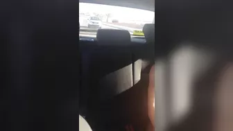 Homemade Masturbation with Big Brunette Tits in Back Seat