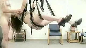 Homemade Sex Swing Bondage Fetish with Brunette Couple