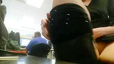 Homemade Masturbation in Upskirt Office Boots