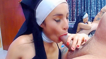 Homemade Blowjob by Latina Nun Cosplay Amateur