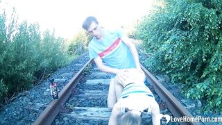 Homemade Outdoor Public Sex with Amateur Couple on Railroad Tracks