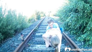 Homemade Outdoor Public Sex with Amateur Couple on Railroad Tracks