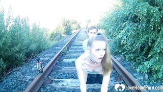 Homemade Outdoor Public Sex with Amateur Couple on Railroad Tracks