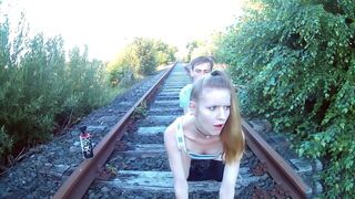 Homemade Outdoor Public Sex with Amateur Couple on Railroad Tracks