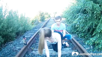 Homemade Outdoor Public Sex with Amateur Couple on Railroad Tracks