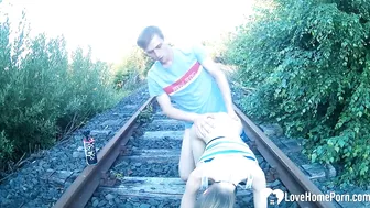 Homemade Outdoor Public Sex with Amateur Couple on Railroad Tracks
