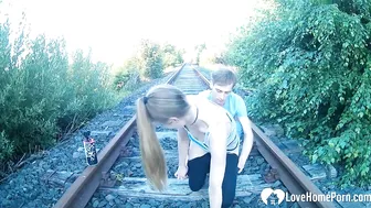 Homemade Outdoor Public Sex with Amateur Couple on Railroad Tracks