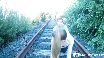 Homemade Outdoor Public Sex with Amateur Couple on Railroad Tracks