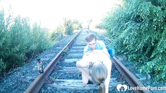Homemade Outdoor Public Sex with Amateur Couple on Railroad Tracks Homemade Outdoor Public Sex with Amateur Couple on Railroad Tracks