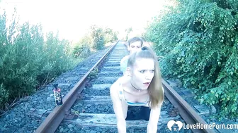 Homemade Outdoor Public Sex with Amateur Couple on Railroad Tracks