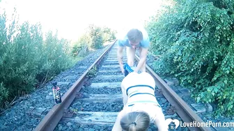 Homemade Outdoor Public Sex with Amateur Couple on Railroad Tracks