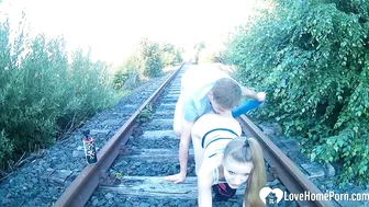 Homemade Outdoor Public Sex with Amateur Couple on Railroad Tracks