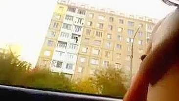 Homemade Masturbation with Brunette Euro Babe in Car Amateur Selfie