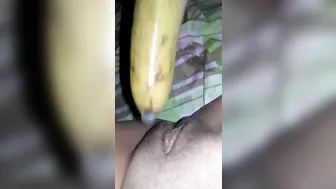 Homemade Porn Video - Amateur Masturbates with Banana Dildo in Her Pussy