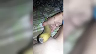 Homemade Porn Video - Amateur Masturbates with Banana Dildo in Her Pussy