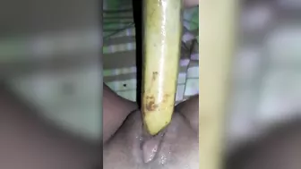 Homemade Porn Video - Amateur Masturbates with Banana Dildo in Her Pussy