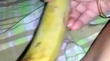 Homemade Porn Video - Amateur Masturbates with Banana Dildo in Her Pussy