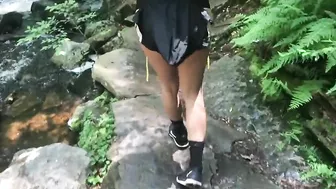 Amateur Brunette Fucks Big Ass in Forest with Blowjob & Swallow