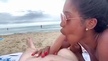 Public Blowjob by Ebony Beauty on Beach