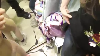 Homemade Lesbian Threesome with Bisexual Girls in Public Dressing Room