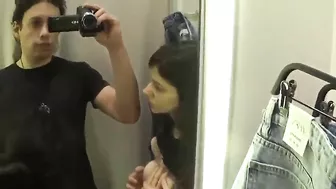 Homemade Lesbian Threesome with Bisexual Girls in Public Dressing Room