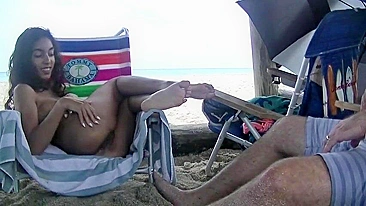 Homemade Beach Masturbation Exhibition by Brunette Amateur