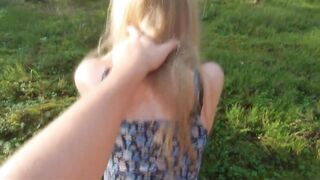 Homemade Outdoor Sex with Tight Teen Girlfriend - Amateur Blonde Cumshot