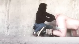 Female Dominates with Outdoor Strapon Pegging in Amateur Homemade Sex