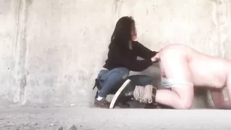 Female Dominates with Outdoor Strapon Pegging in Amateur Homemade Sex