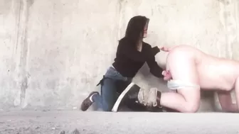 Female Dominates with Outdoor Strapon Pegging in Amateur Homemade Sex