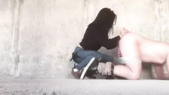 Female Dominates with Outdoor Strapon Pegging in Amateur Homemade Sex