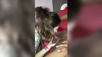 Amateur White Woman Gags on Big Black Cock in Homemade Interracial Blowjob Worship