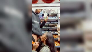 Homemade Ebony Blowjob with Big Black Cock in Public