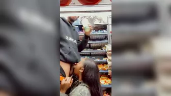 Homemade Ebony Blowjob with Big Black Cock in Public