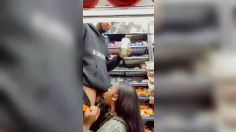 Homemade Ebony Blowjob with Big Black Cock in Public