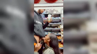 Homemade Ebony Blowjob with Big Black Cock in Public