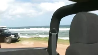 Naughty MILF Fingers Herself in Public while Driving Nude