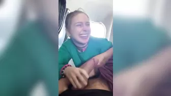 Risky Blowjob in Public with Cutie Pie on Airplane