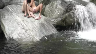 Wild River Sex with Squirting Brunettes in Doggy Style