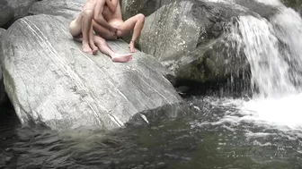 Wild River Sex with Squirting Brunettes in Doggy Style