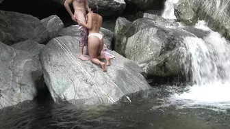 Wild River Sex with Squirting Brunettes in Doggy Style