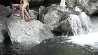 Wild River Sex with Squirting Brunettes in Doggy Style