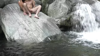 Wild River Sex with Squirting Brunettes in Doggy Style