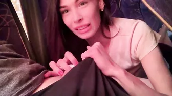 Homemade Blowjobs on the Bus with Brunette Girlfriends
