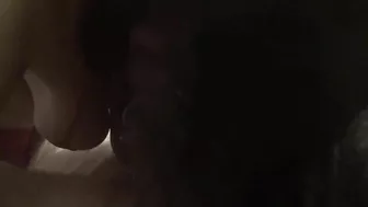 Busty MILF in Latex Bikini Gives Pov Blowjob with Big Boobs